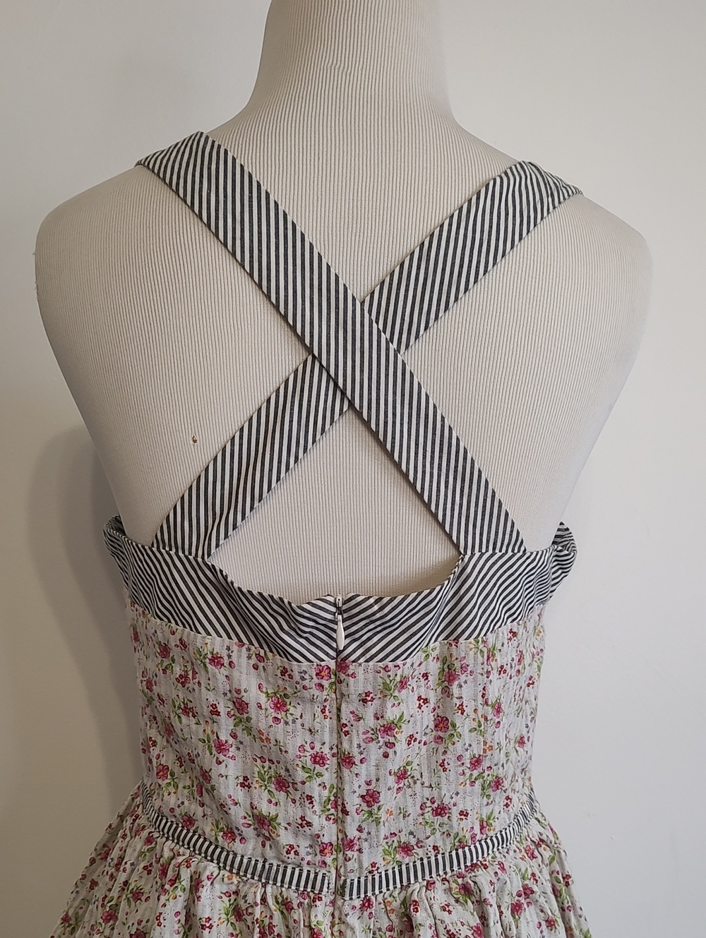 Floral Tiered Sundress with Black Stripe Trim - Picture 7 of 8